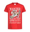 Дитяча футболка Luffy wanted Червоний фото