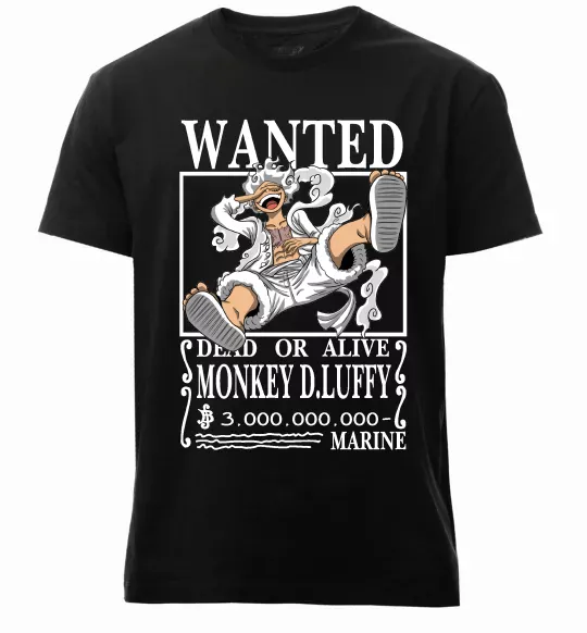 Чоловіча преміум футболка Luffy wanted Чорний фото