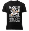 Чоловіча преміум футболка Luffy wanted Чорний фото