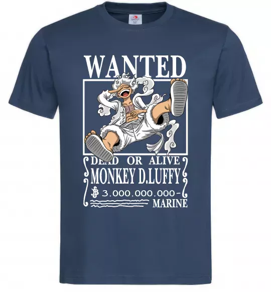 Мужская футболка Luffy wanted Темно-синий фото