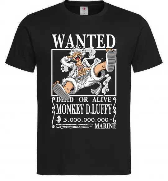 Мужская футболка Luffy wanted Черный фото