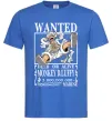Мужская футболка Luffy wanted Ярко-синий фото