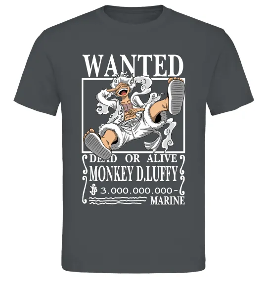 Мужская футболка Luffy wanted Графит фото