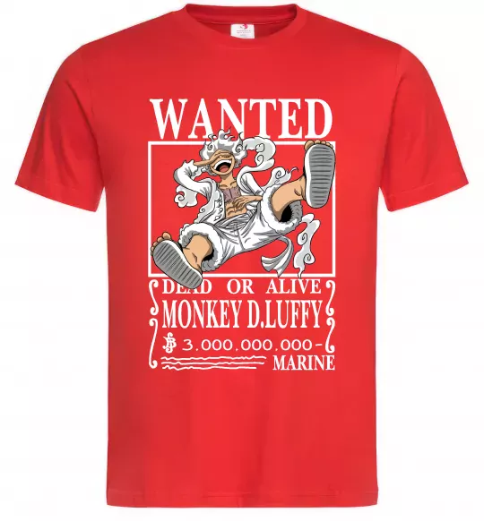 Мужская футболка Luffy wanted Красный фото