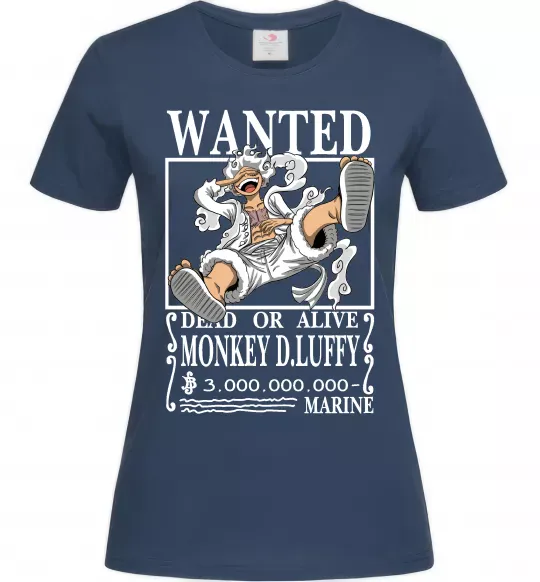 Женская футболка Luffy wanted Темно-синий фото