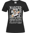 Женская футболка Luffy wanted Черный фото