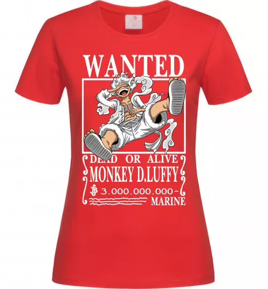 Женская футболка Luffy wanted Красный фото