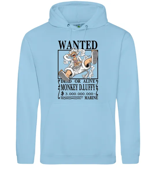 Женская толстовка (худи) Luffy wanted Голубой фото