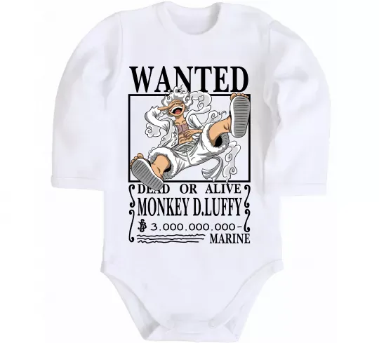 Дитячий бодік Luffy wanted Білий фото