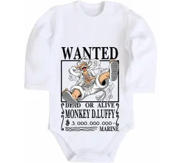 Детский боди Luffy wanted Белый фото