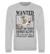 Свитшот Luffy wanted Серый меланж фото