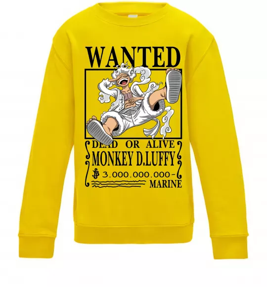 Детский Свитшот Luffy wanted Солнечно желтый фото