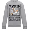 Детский Свитшот Luffy wanted Серый меланж фото