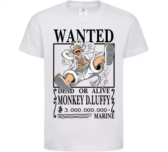 Дитяча футболка Luffy wanted Білий фото