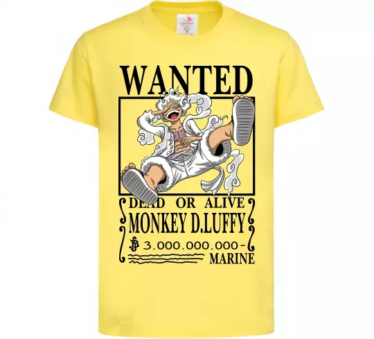 Дитяча футболка Luffy wanted Лимонний фото