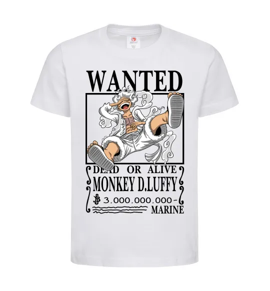 Дитяча футболка Luffy wanted Білий фото
