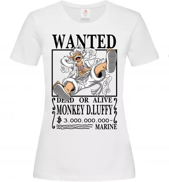 Женская футболка Luffy wanted Белый фото
