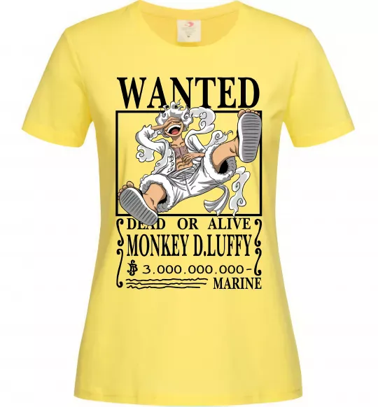 Женская футболка Luffy wanted Лимонный фото
