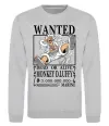 Свитшот Luffy wanted Серый меланж фото