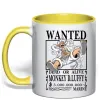 Чашка з кольоровою ручкою Luffy wanted Сонячно жовтий фото