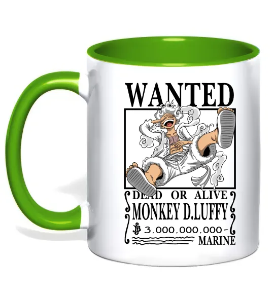 Чашка с цветной ручкой Luffy wanted Лаймовый фото