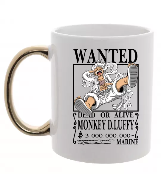 Чашка з кольоровою ручкою Luffy wanted Золото фото