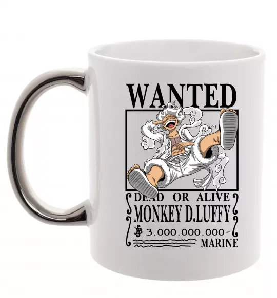 Чашка з кольоровою ручкою Luffy wanted Срібло фото