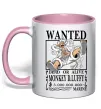 Чашка з кольоровою ручкою Luffy wanted Ніжно рожевий фото