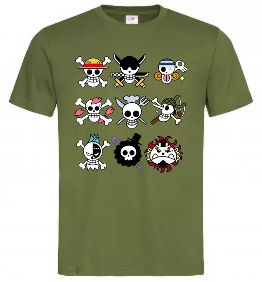 Мужская футболка One piece мітки Оливковый фото