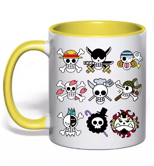 Чашка з кольоровою ручкою One piece мітки Сонячно жовтий фото