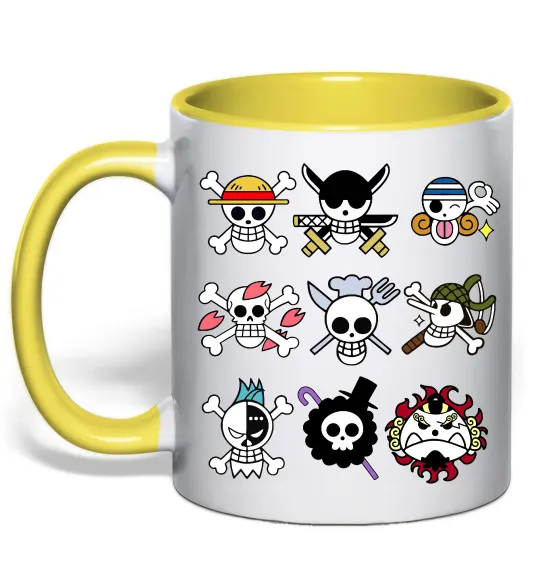 Чашка з кольоровою ручкою One piece мітки Лимонний фото