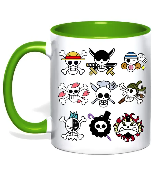 Чашка з кольоровою ручкою One piece мітки Лаймовий фото