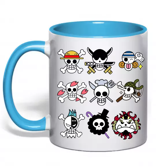 Чашка з кольоровою ручкою One piece мітки Блакитний фото