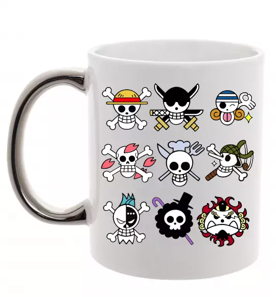 Чашка з кольоровою ручкою One piece мітки Срібло фото