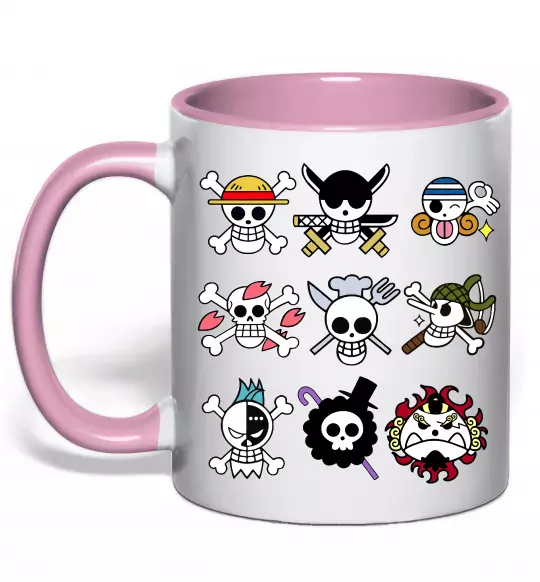 Чашка з кольоровою ручкою One piece мітки Ніжно рожевий фото