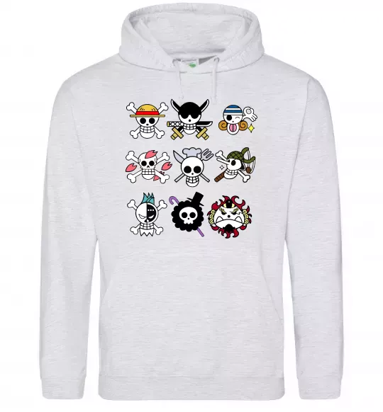 Мужская толстовка (худи) One piece мітки Серый меланж фото