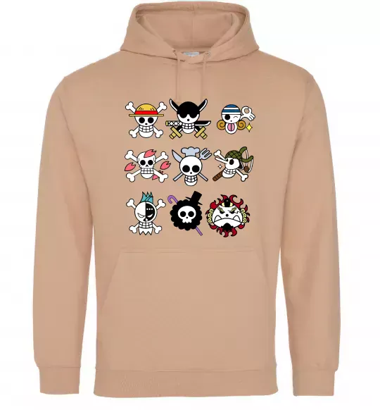 Мужская толстовка (худи) One piece мітки Песочный фото