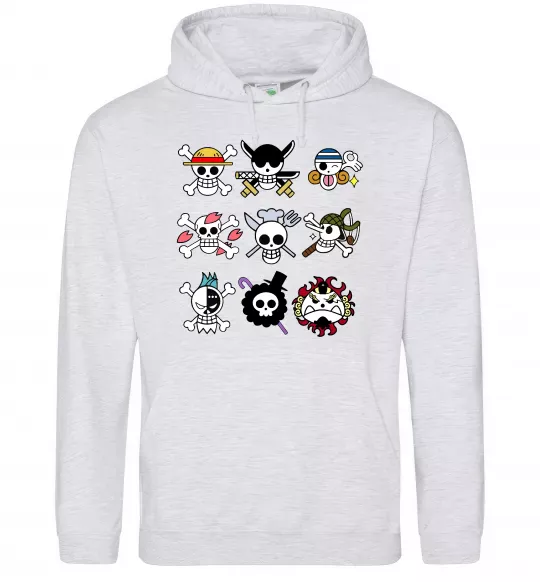 Женская толстовка (худи) One piece мітки Серый меланж фото