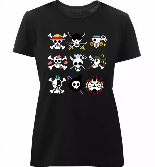 Женская премиум футболка One piece мітки Черный фото