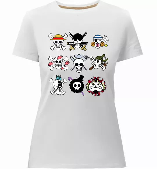 Женская премиум футболка One piece мітки Белый фото