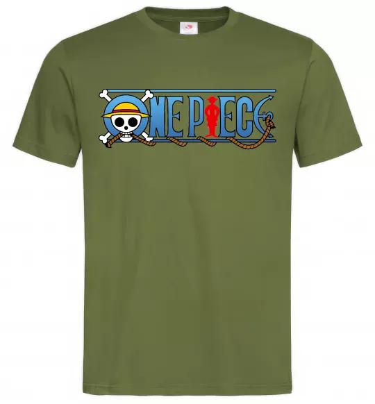 Мужская футболка One piece лого Оливковый фото