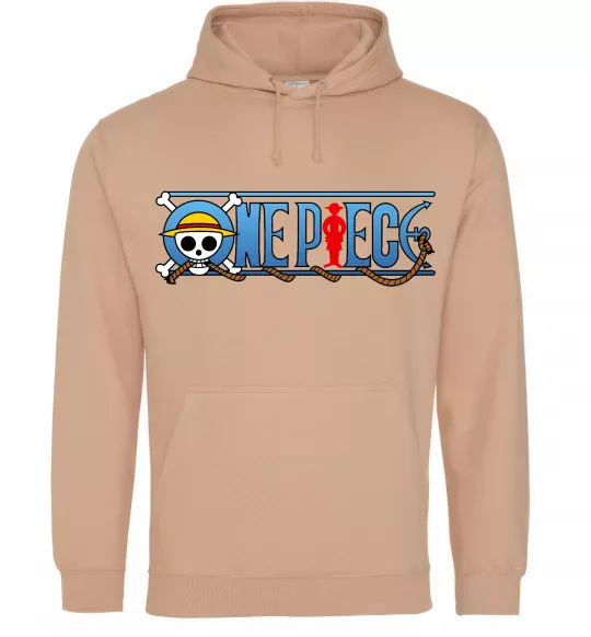 Мужская толстовка (худи) One piece лого Песочный фото