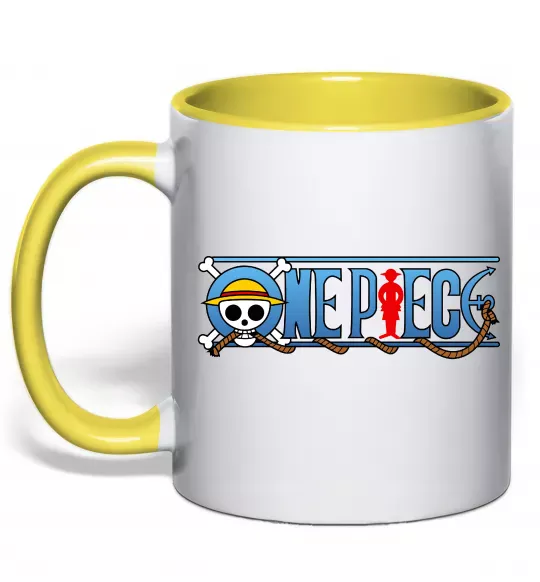 Чашка з кольоровою ручкою One piece лого Сонячно жовтий фото