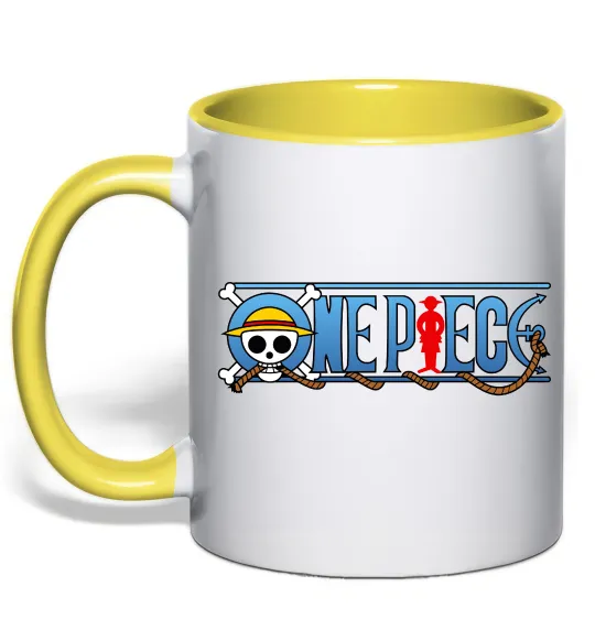 Чашка з кольоровою ручкою One piece лого Лимонний фото