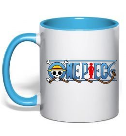 Чашка с цветной ручкой One piece лого