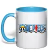 Чашка з кольоровою ручкою One piece лого Блакитний фото