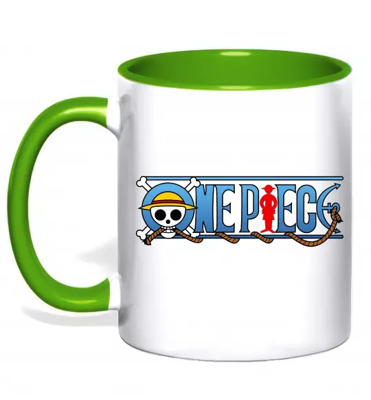 Чашка з кольоровою ручкою One piece лого Зелений фото