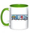 Чашка з кольоровою ручкою One piece лого Зелений фото