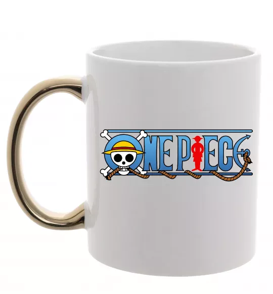 Чашка з кольоровою ручкою One piece лого Золото фото