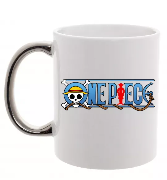 Чашка з кольоровою ручкою One piece лого Срібло фото